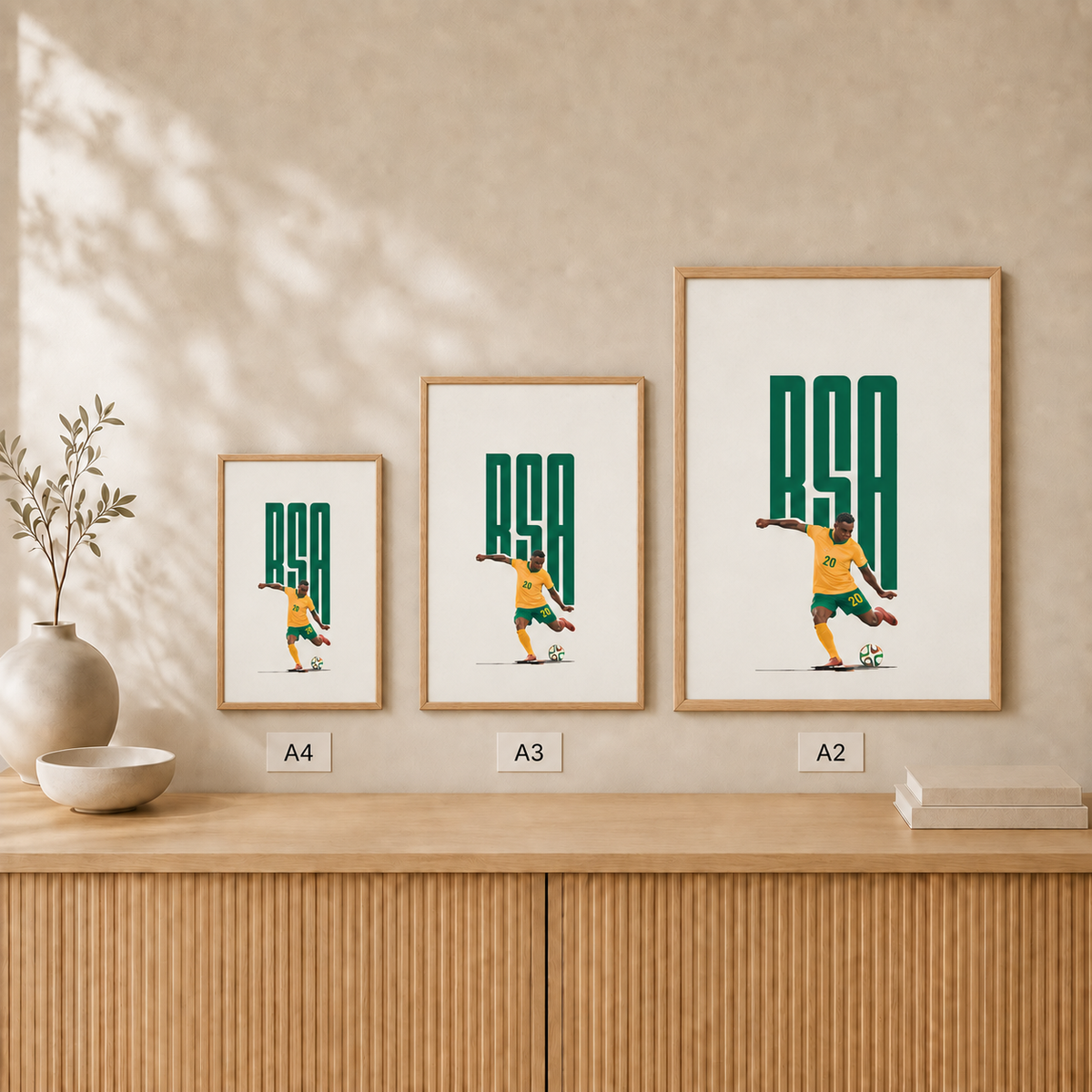 RSA Football — Framed — Size comparison #Oak