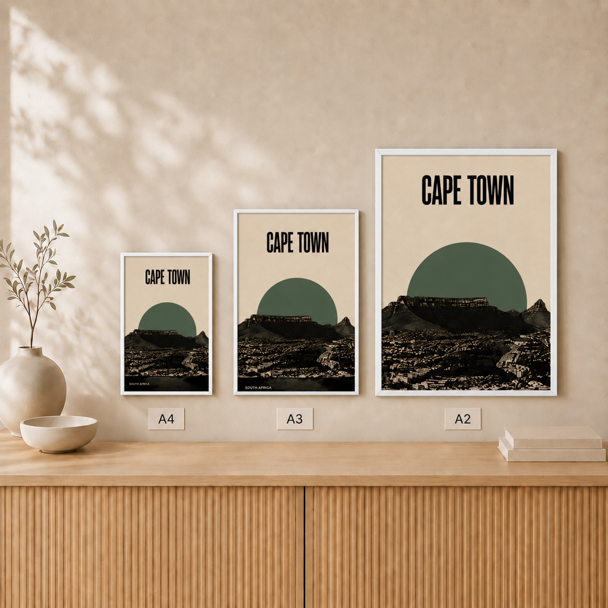 Cape Town Skyline — Framed — Size comparison #White