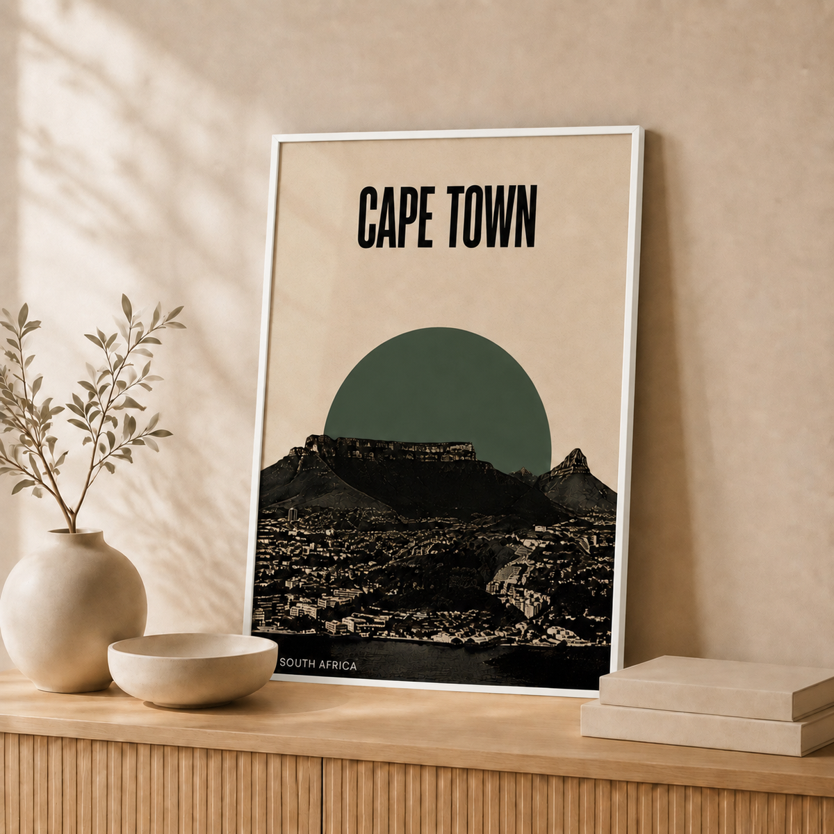 Cape Town Skyline — Framed — Leaning #White