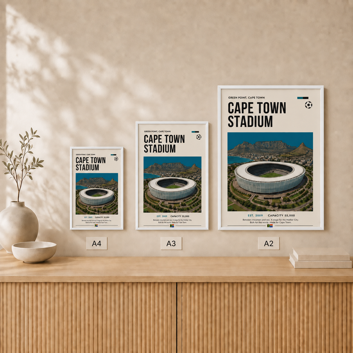 Cape Town Stadium — Framed — Size comparison #White