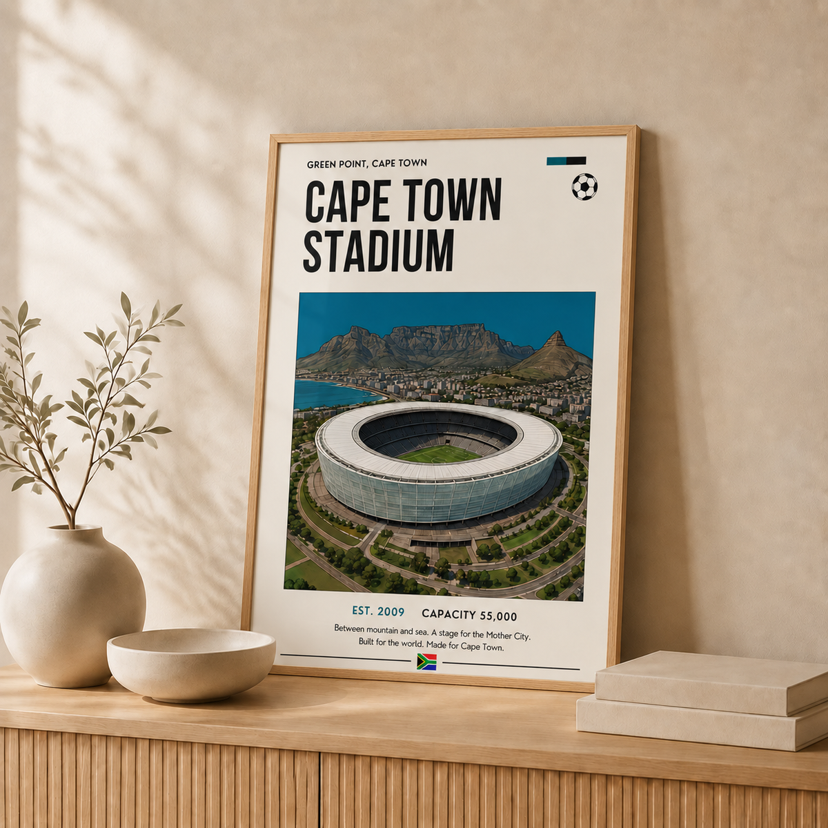 Cape Town Stadium — Framed — Leaning #Oak