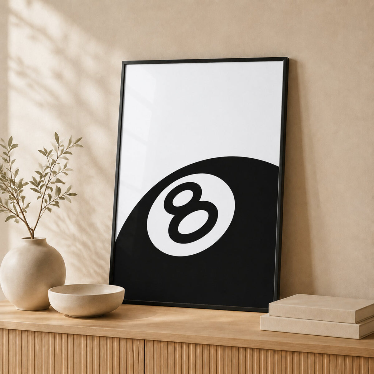 8 Ball — Framed — Leaning on wall #Black