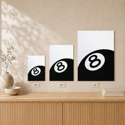8 Ball — Unframed — Size comparison #Unframed
