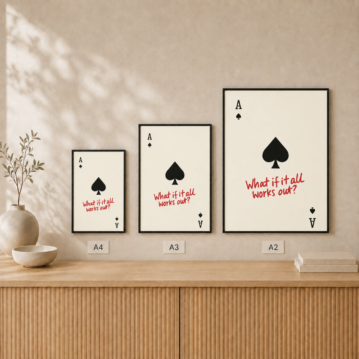 Ace of Spades — Framed — Leaning on wall #Black