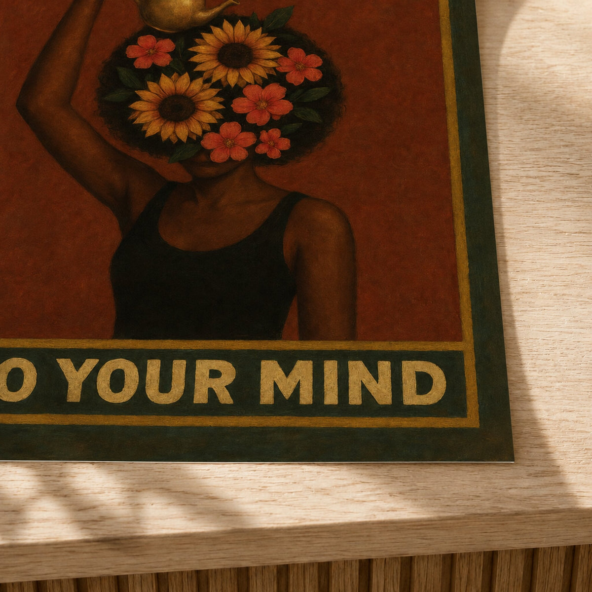 Close-up of the unframed Be Kind To Your Mind poster paper and print #Unframed