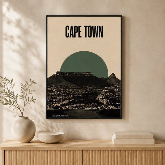 Cape Town Skyline — Framed — Wall hung #Black