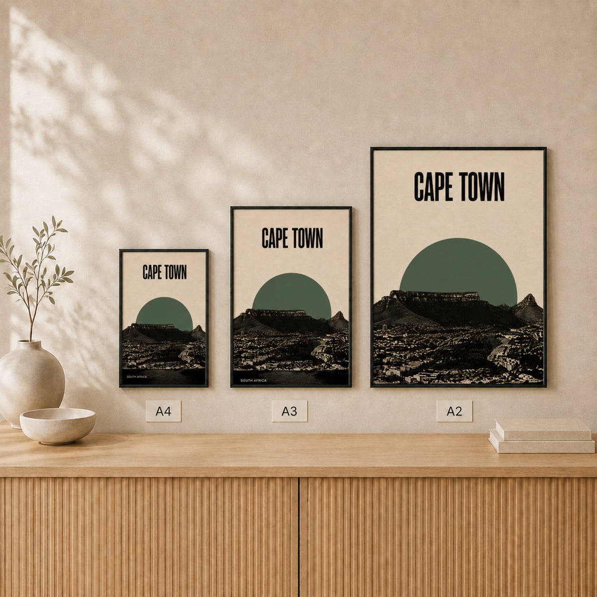 Cape Town Skyline — Framed — Size comparison #Black