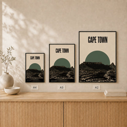 Cape Town Skyline — Framed — Size comparison #Black
