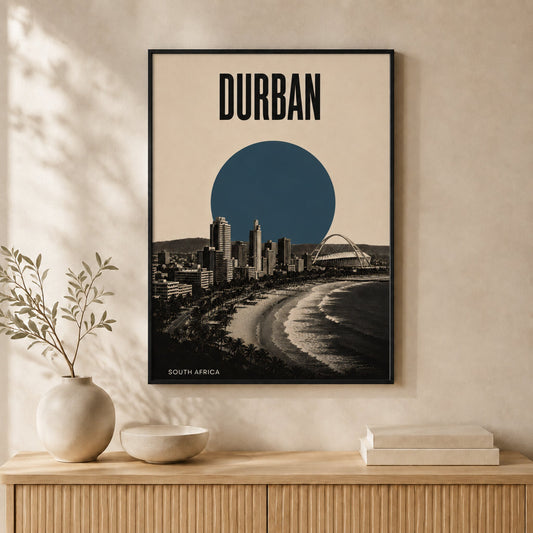 Durban Skyline — Framed — Wall hung #Black