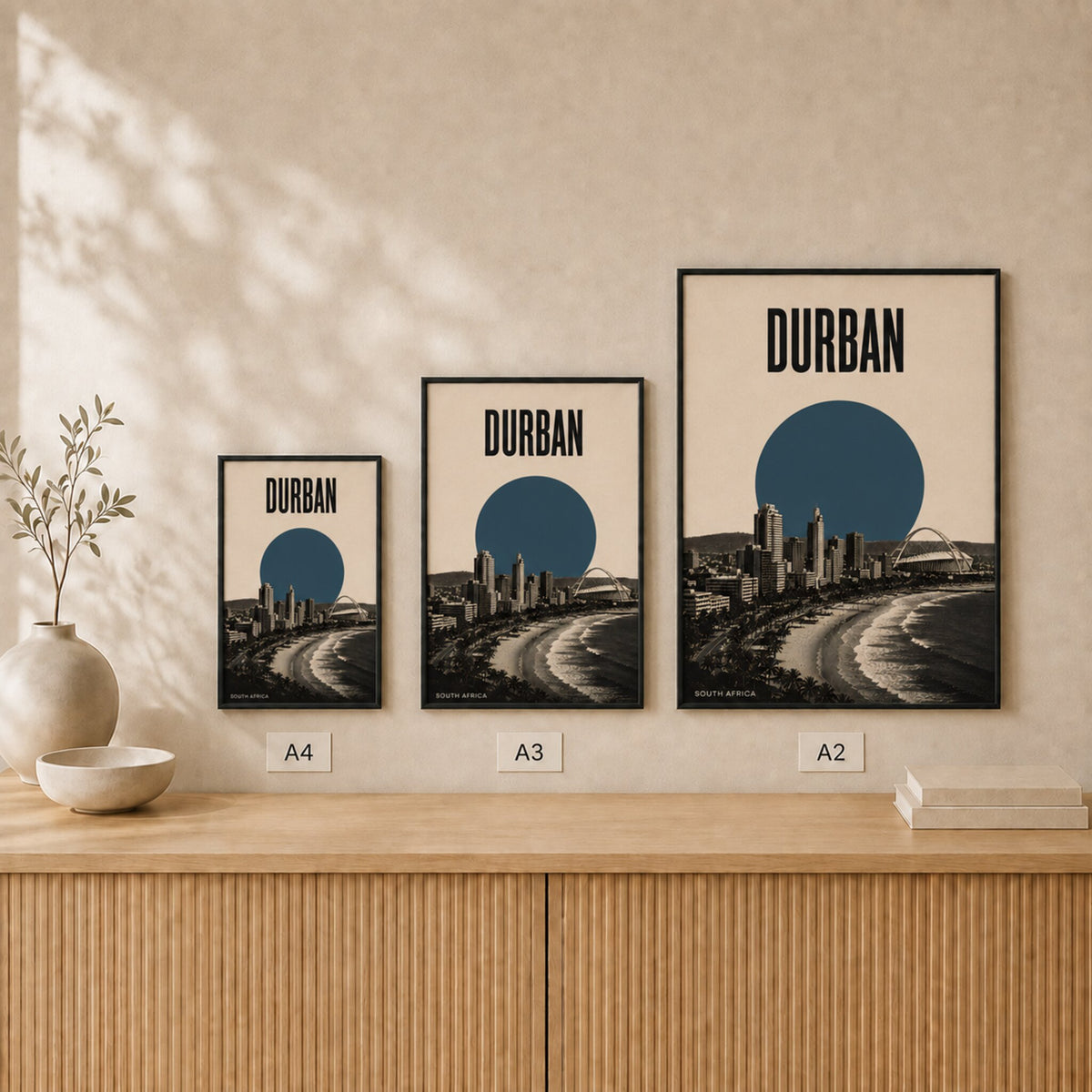Durban Skyline — Framed — Leaning on wall #Black