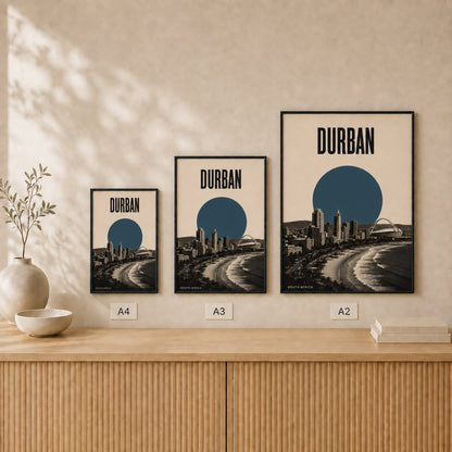 Durban Skyline — Framed — Leaning on wall #Black