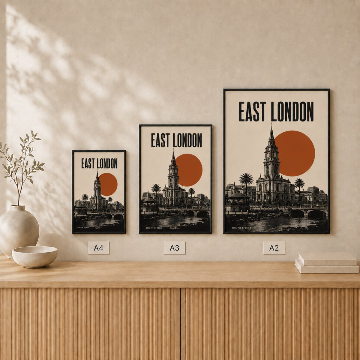 East London Skyline — Unframed — Size comparison #Unframed