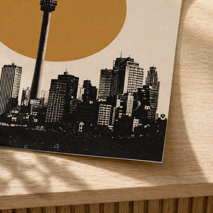 Close-up of the unframed Johannesburg Skyline poster paper and print #Unframed