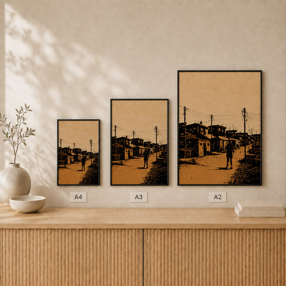 Kasi Street — Framed — Size comparison #Black