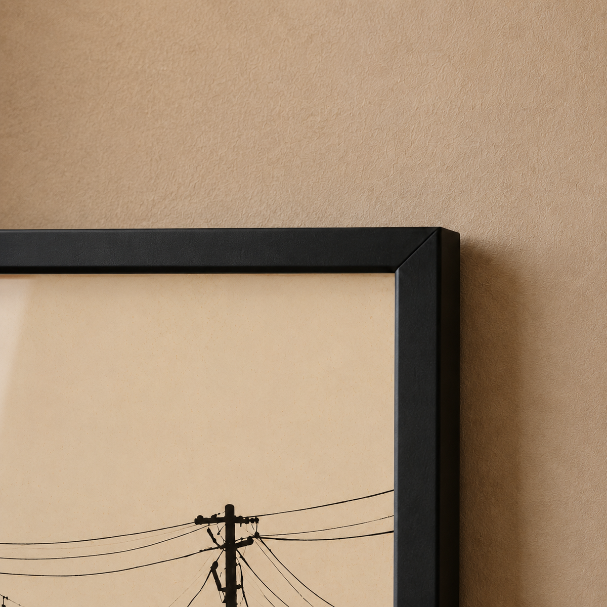 Close-up of the Kasi Taxi poster print and slim black frame corner #Black
