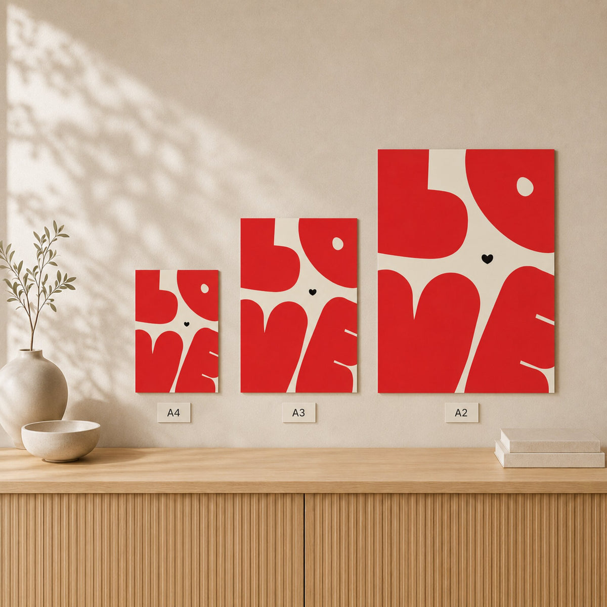 Love — Unframed — Size comparison #Unframed