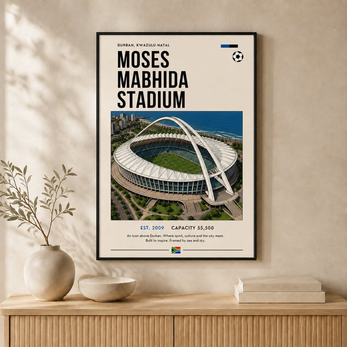 Moses Mabhida Stadium — Framed — Wall hung #Black