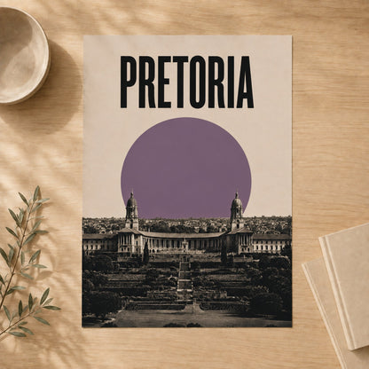 Unframed Pretoria Skyline art print shown in a flat lay #Unframed