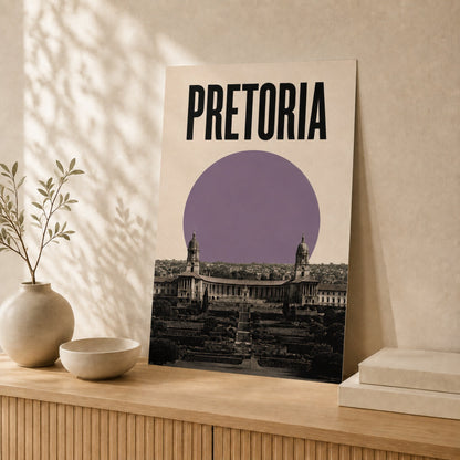 Unframed Pretoria Skyline poster leaning against a wall #Unframed