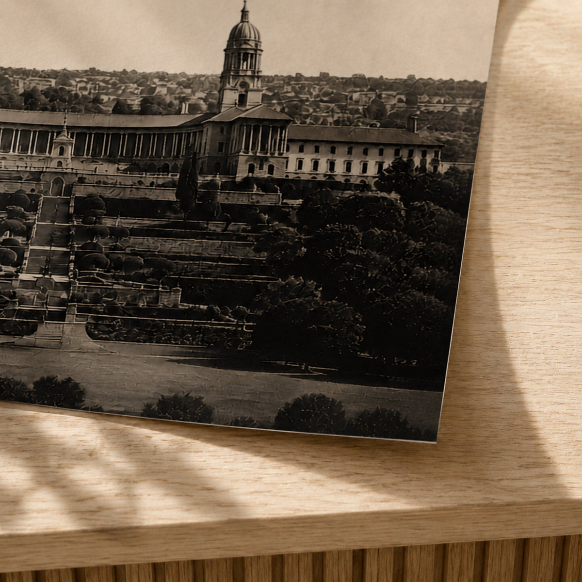 Close-up of the unframed Pretoria Skyline poster paper and print #Unframed