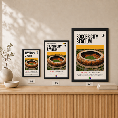 Soccer City Stadium — Framed — Size comparison #Black