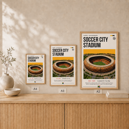 Soccer City Stadium — Framed — Size comparison #Oak