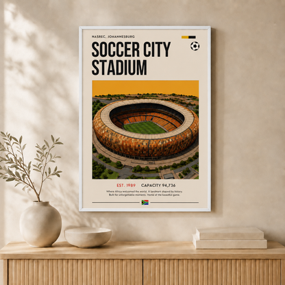 Soccer City Stadium — Framed — Wall hung #White