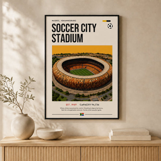 Soccer City Stadium — Framed — Wall hung #Black