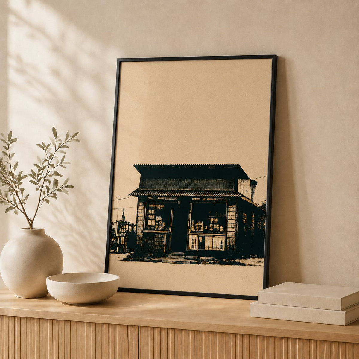 Spaza Shop — Framed — Leaning on wall #Black