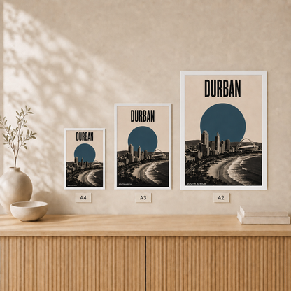 Durban Skyline — Framed — Size comparison #White