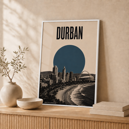Durban Skyline — Framed — Leaning #White