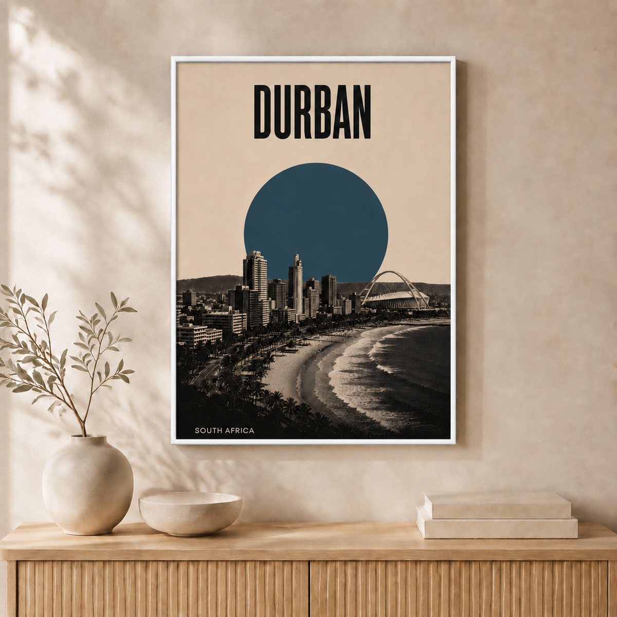 Durban Skyline — Framed — Wall hung #White