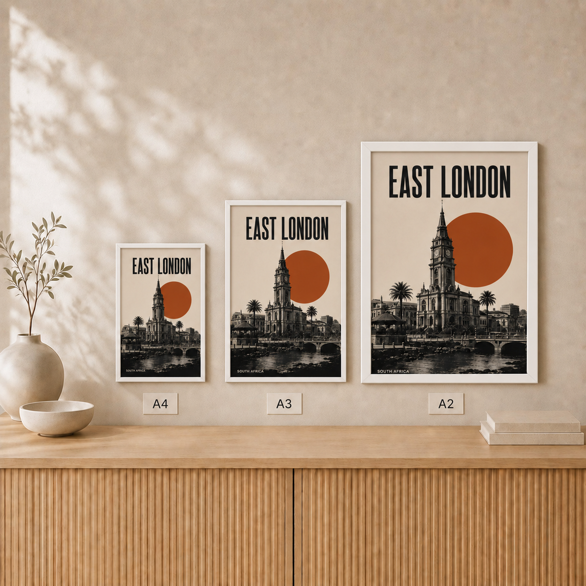 East London Skyline — Framed — Size comparison #White