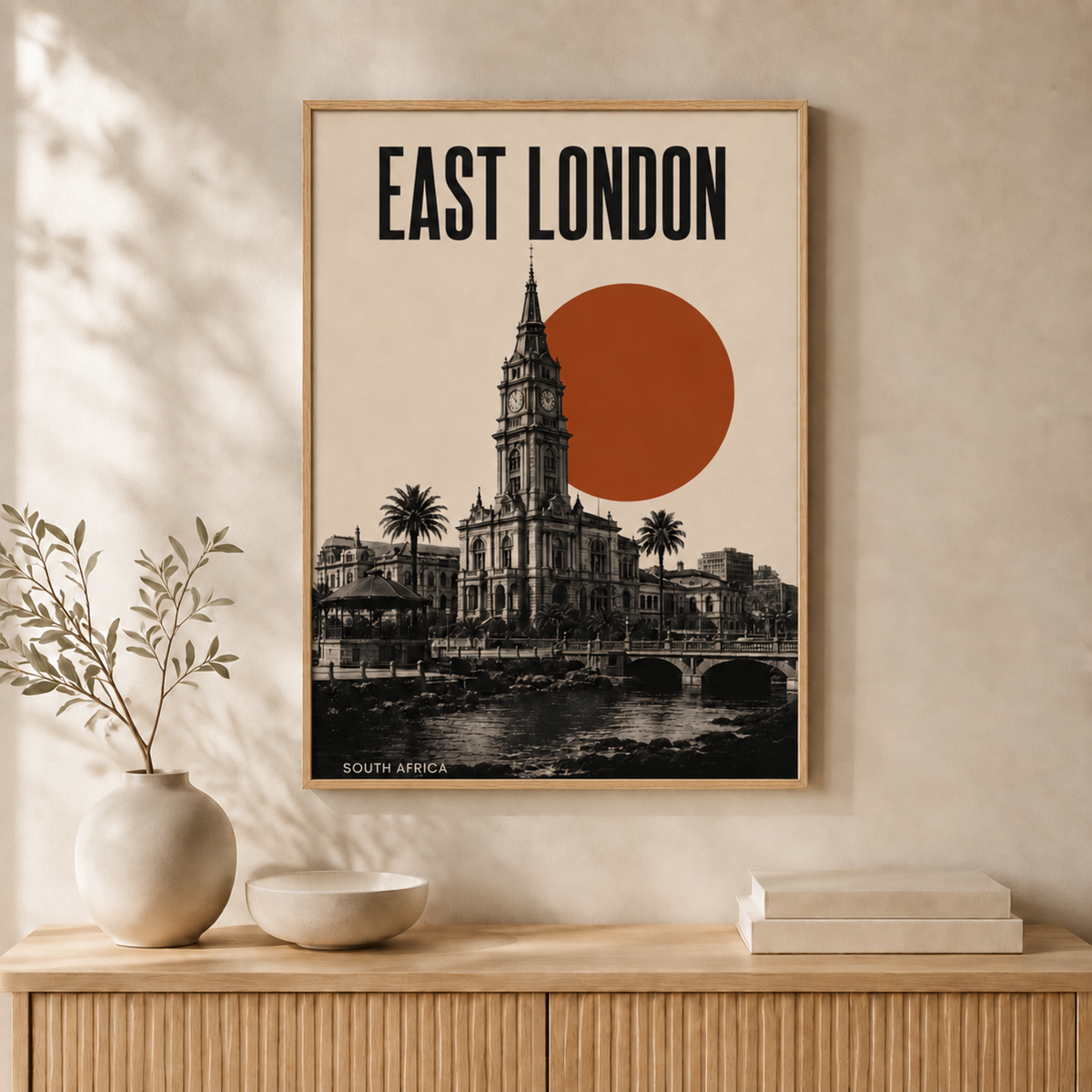 East London Skyline — Framed — Wall hung #Oak
