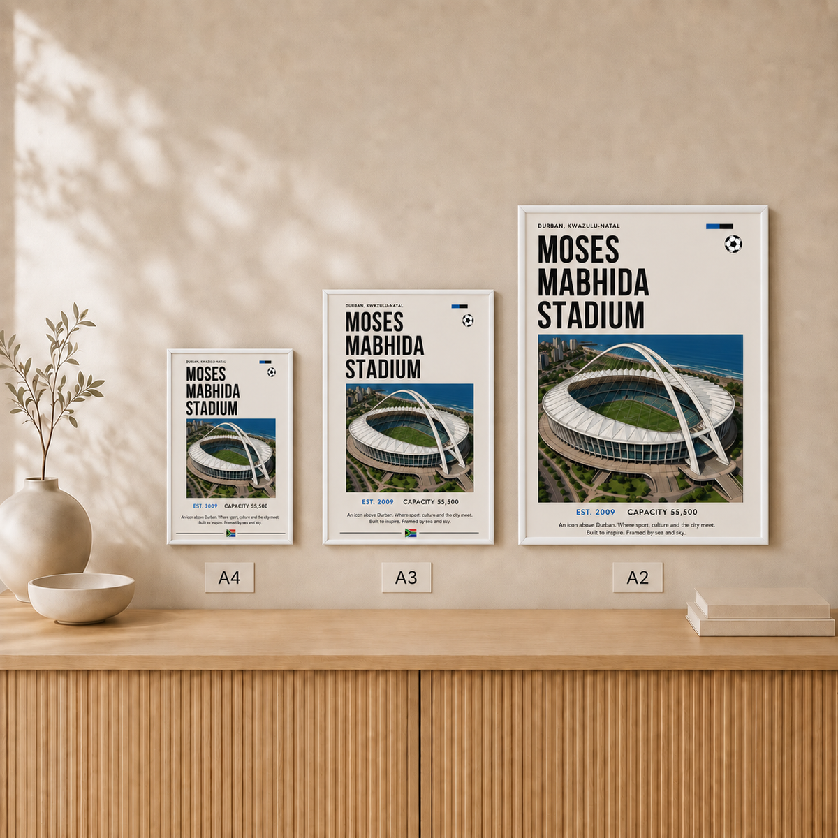 Moses Mabhida Stadium — Framed — Size comparison #White