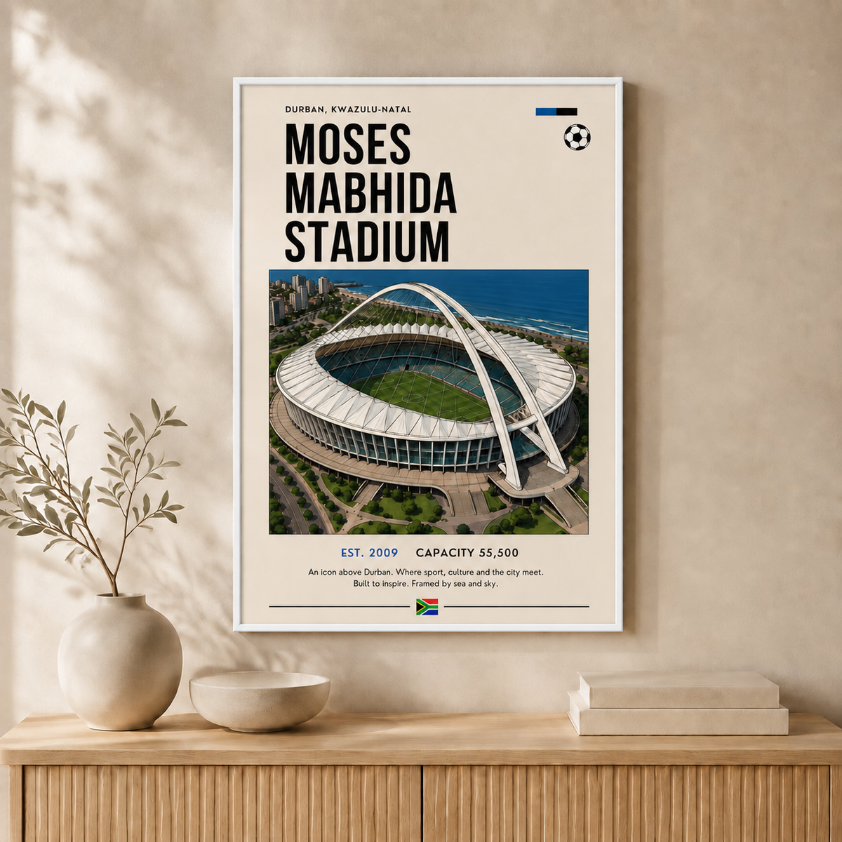 Moses Mabhida Stadium — Framed — Wall hung #White
