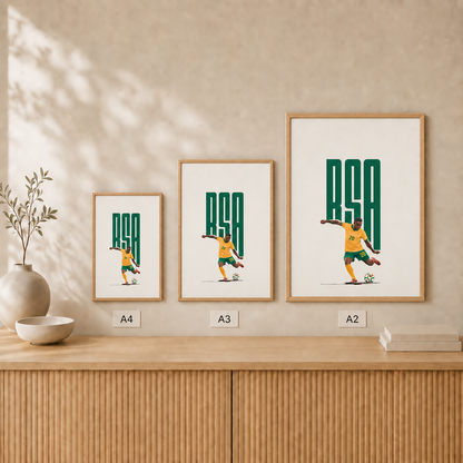 RSA Football — Framed — Size comparison #Oak